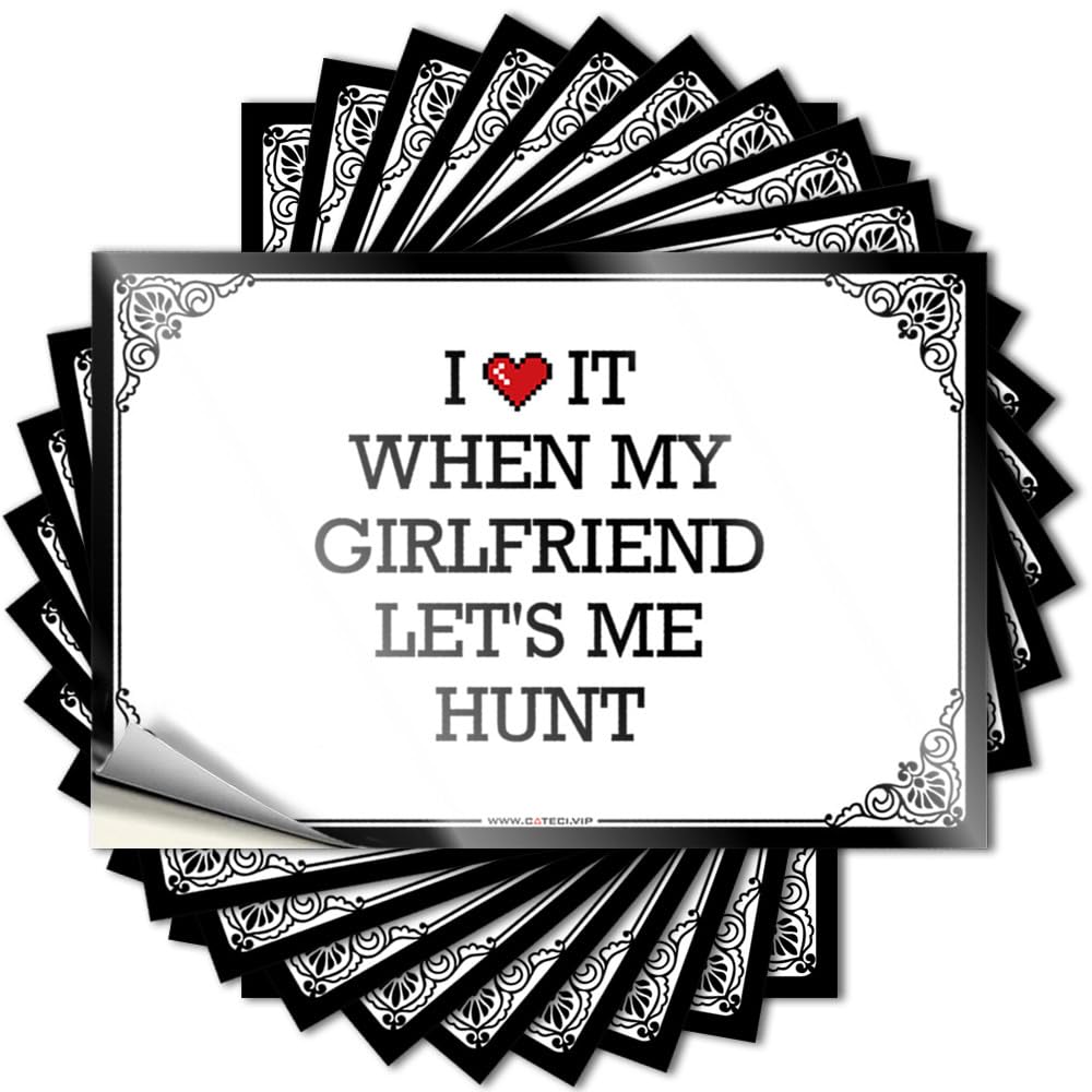 Decal Core Vinyl Decals, Room Stuff Waterproof Case Stickers for Water Bottle | I Love It When My Girlfriend Let's Me Hunt Perfect for Exterior Laptop Decor(8X12CM)