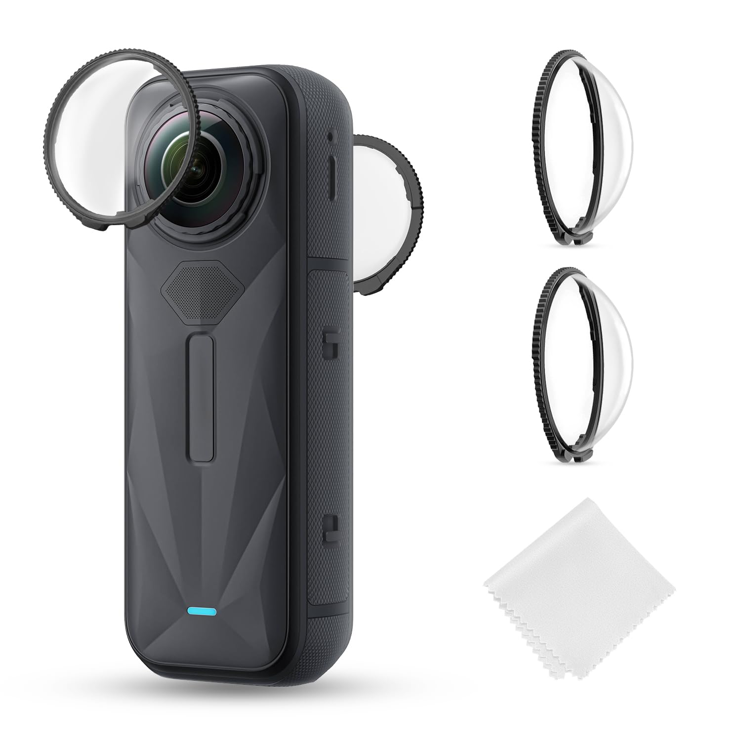 K&F Concept Premium Lens Guards compatibile con Insta360 X5, Copertura Protettiva della Lente in Vetro Ottico Temperato ad Alta Trasparenza, Kit di Sostituzione del Tappo Antigraffio Multi-Coated