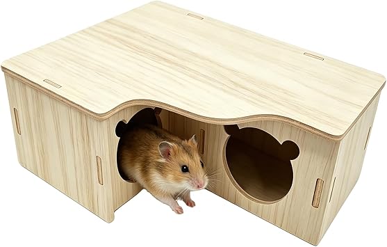 Hamster House Wooden Hideout   Natural Wood Small Animal Hideaway