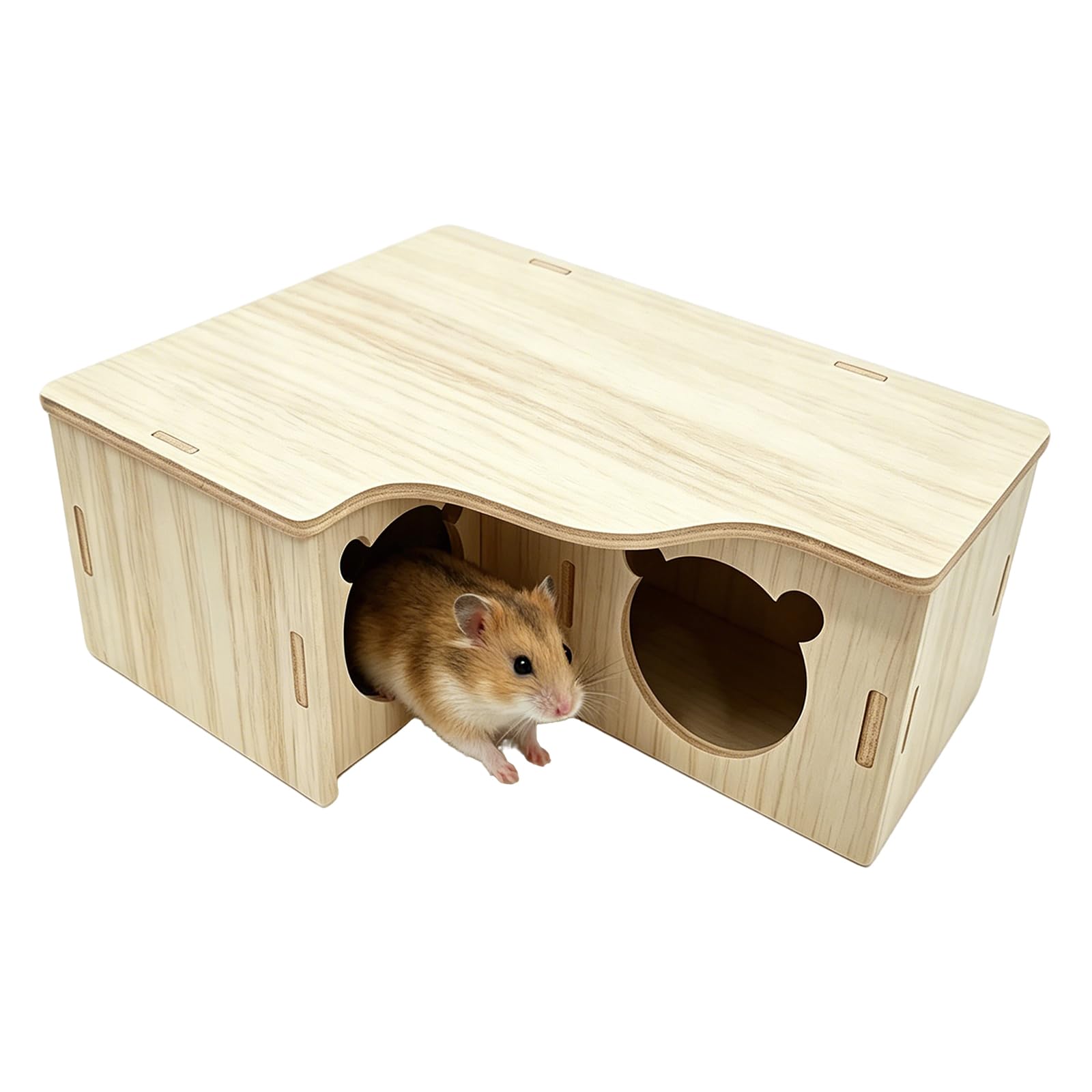 HXSYKJDM Hamster House Wooden Hideout – Natural Wood Small Animal Hideaway