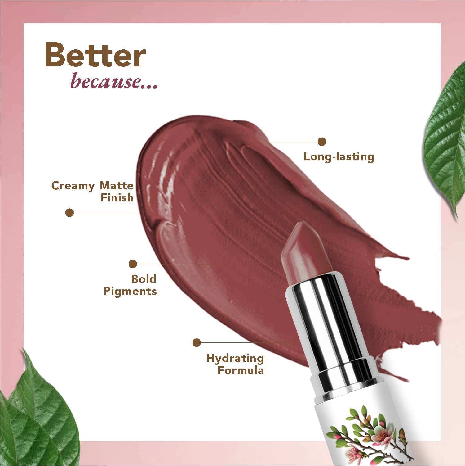 Organic Harvest Moisture Matte Lipstick - Mulberry Mauve, langanhaltender Mauve, cremiger matter Lippenstift, feuchtigkeitsspendende Formel, zertifiziertes Bio-Make-up, tierversuchsfrei und vegan, 4 g