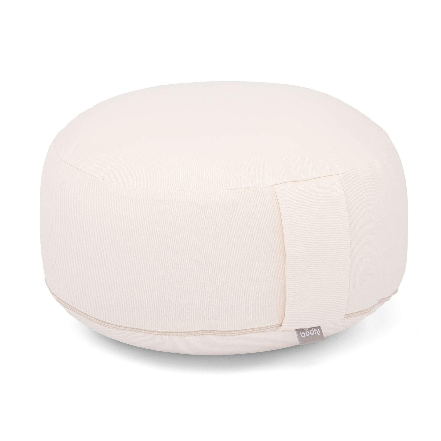 Bodhi Cojín de meditación Rondo Eco | Cojín de yoga con relleno de espelta biológica | funda de algodón 100%, funda lavable con práctica correa | Altura 20 cm (natural)