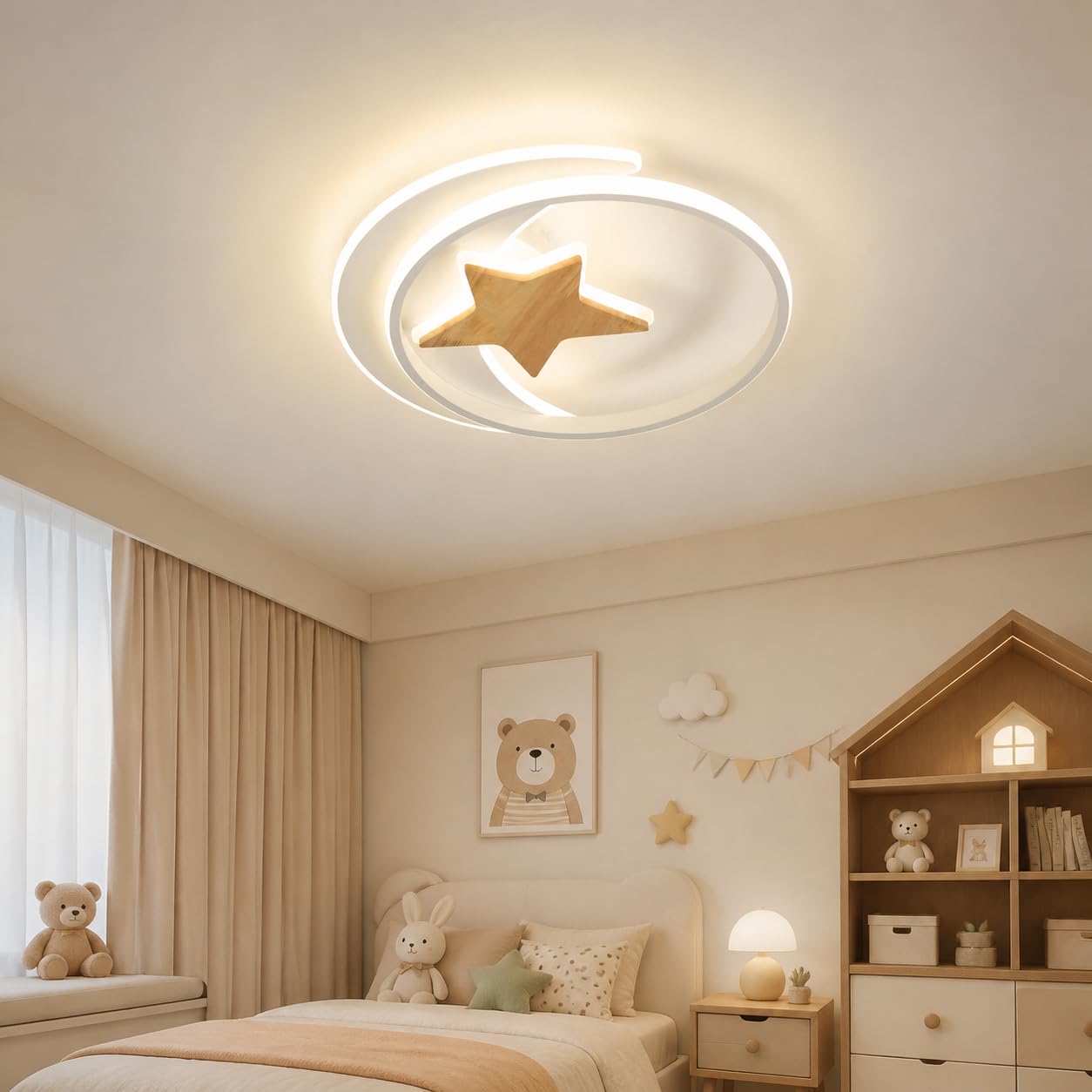 Lampara Infantil Techo, 40CM 32W Lámpara de Techo LED Regulable con Control Remoto 3000-6000K Plafón LED Techo para Cuarto de Niños Dormitorio Sala de Estar