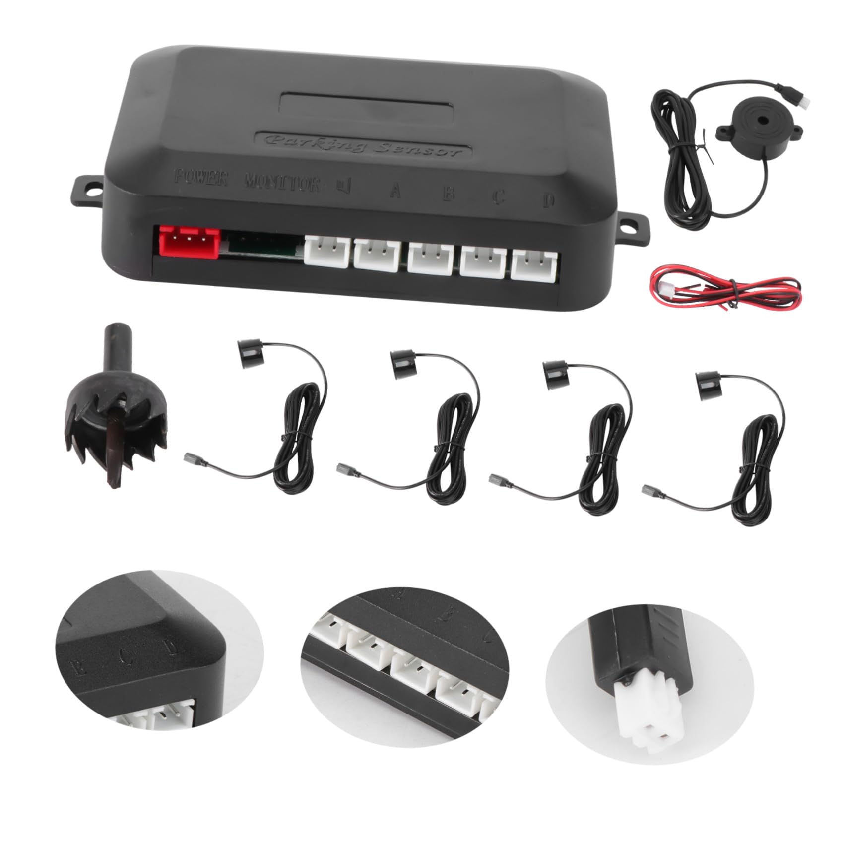 Sensore di Parcheggio Auto 4 Sensori Ldfm01 Abs Nero | Sistema a Doppia Cpu, Chipset Avanzato, per Manovre di Parcheggio e Retromarcia