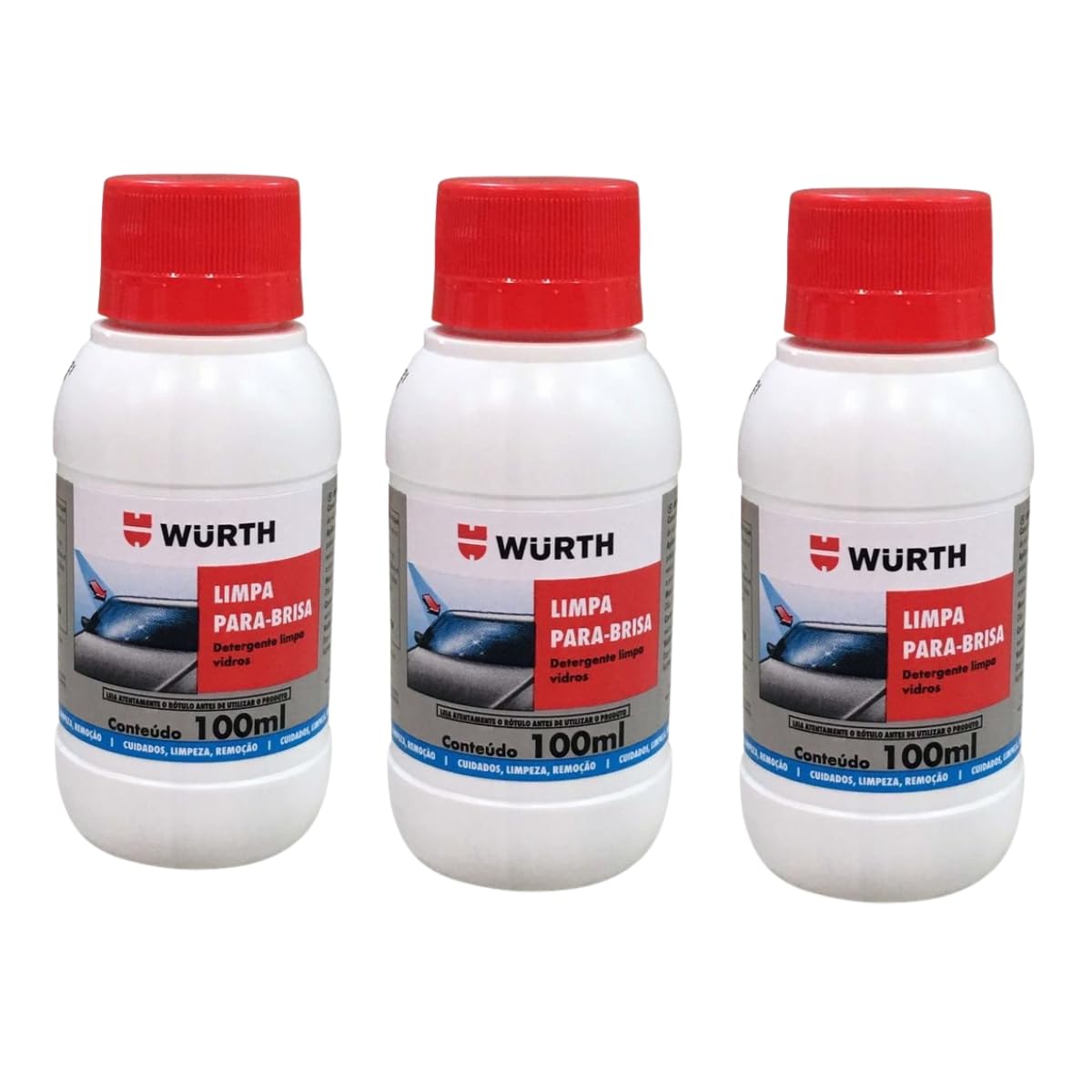 Kit 3 Limpador de Parabrisa Liquido Para Reservatorio do Carro 100ml Wurth