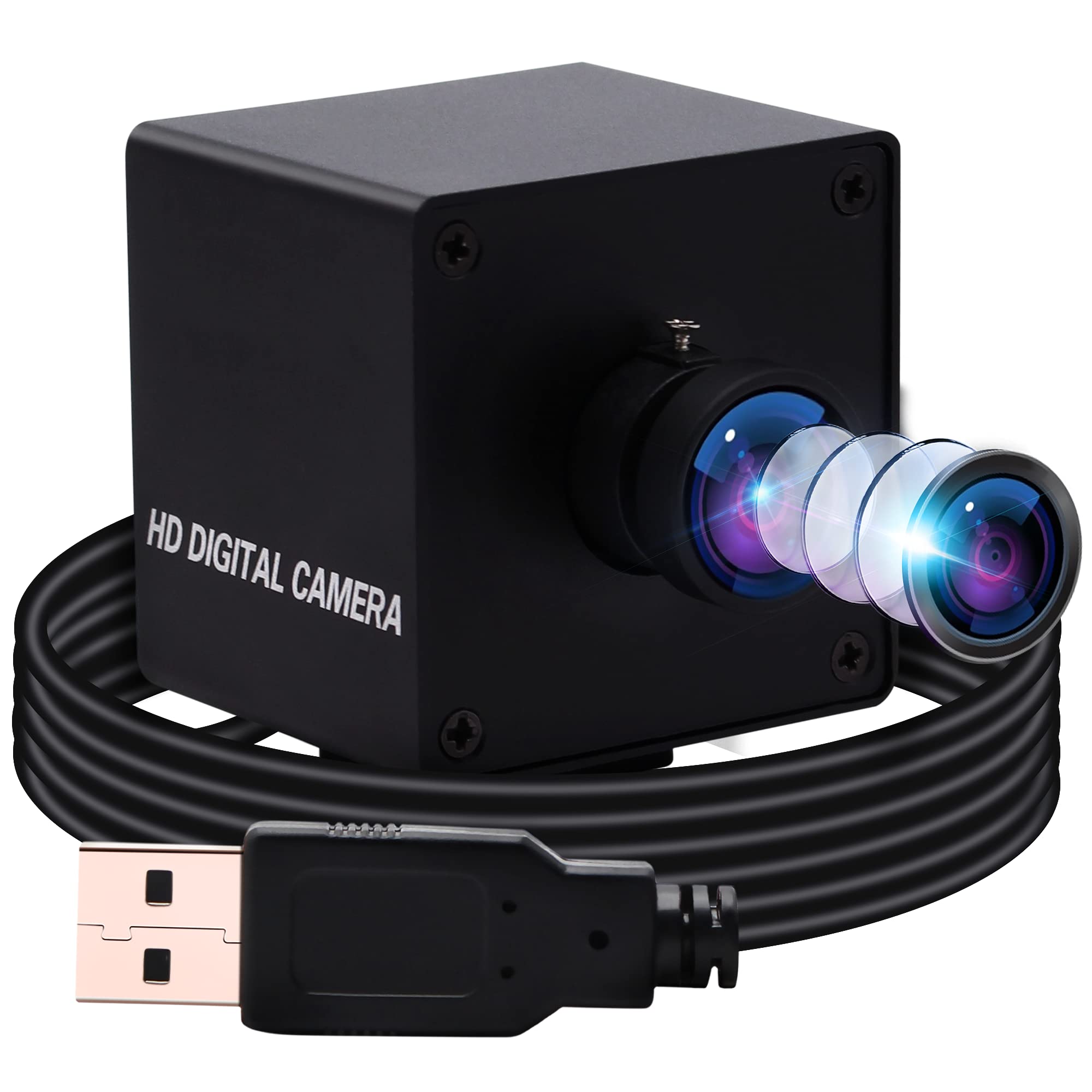 ELP Webcam 4K, Ultra HD, gran angular 30 fps, cámara web para PC, con objetivo de 170 grados, sensor IMX317, mini cámara UVC, cámara web OTG, para Mac/Windows/Linux/Raspberry Pi USB4KHDR01-KL170