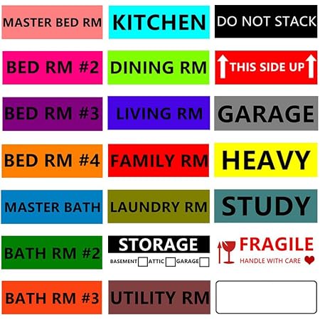 6x4 Large Moving Labels For Boxes - 100 Color Coded Blank Stickers With Marker, Packing Organization Supplies