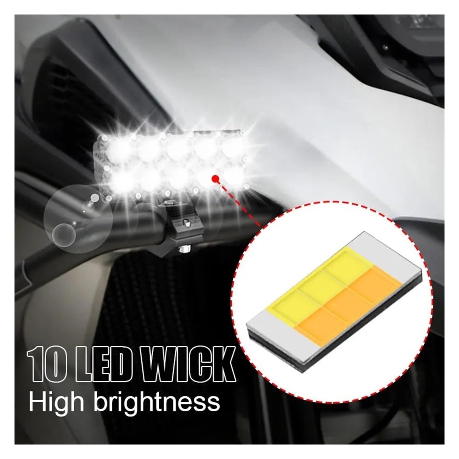 ESPYN Faros Moto Para Coche Camión 12V 24V 48V Foco LED Motocicleta 10leds Para Minilente Faro Auxiliar Luz Conducción Lámpara Antiniebla Alta/baja