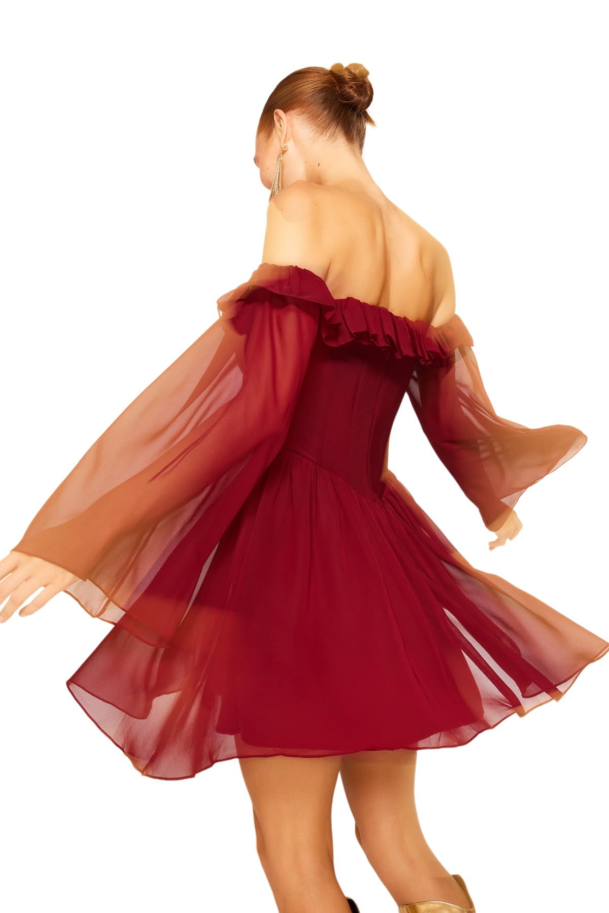 Trendyol Abito da Donna TPRSS23EL00096, Borgogna, 38