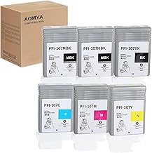 Lot de 6 cartouches d'encre PFI-107 compatibles avec les réservoirs d'encre Canon PFI107 pour imprimante Canon imagePROGRAF iPF680 iPF685 iPF780 iPF785, PFI-107MBK PFI-107BK PFI-107C PFI-107M PFI-107M