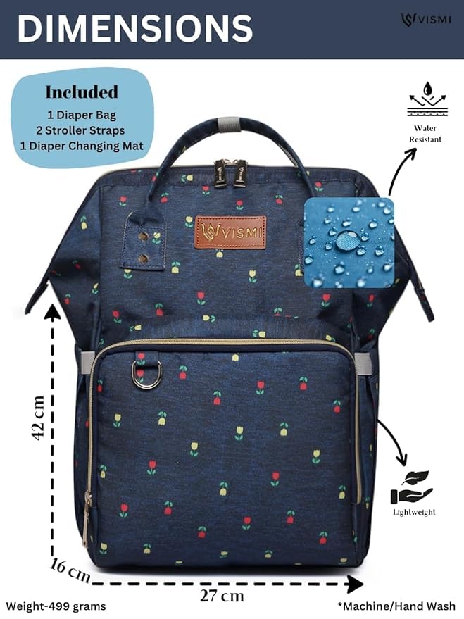 Image of VISMIINTREND Diaper Bag Combo for Mothers for Travel - Includes Mini and Large Diaper Backpack, Solid Premium Febric, Diaper Baby Bag, Maternity Hospital Handbag, Multipocket Stylish Nappy Bag for Mom