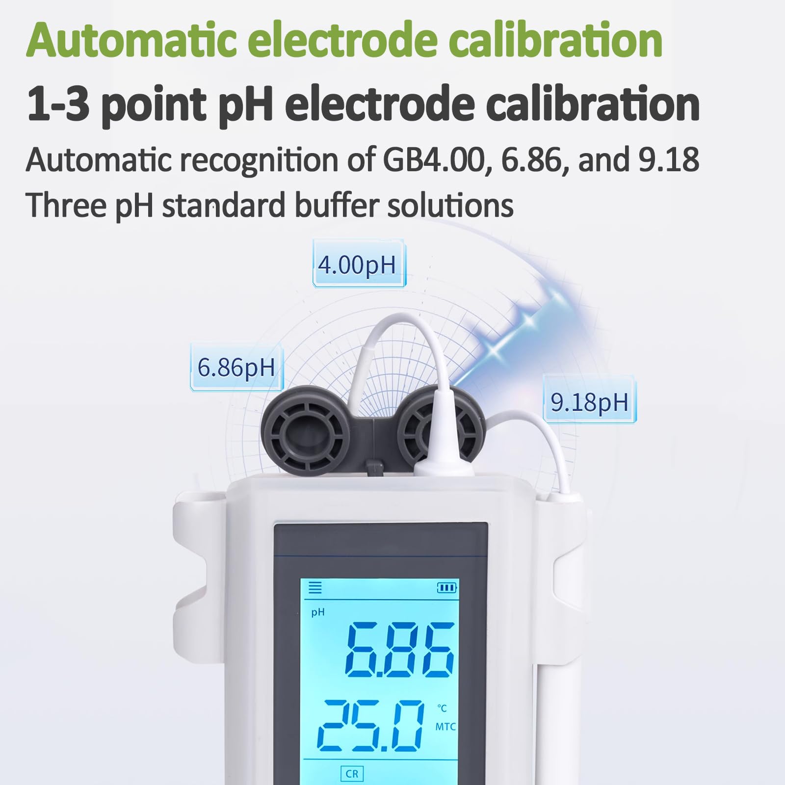 Medidor De Acidez LCD Portátil, Comprobador Inteligente De PH Y Calidad del Agua, con 1000 Memorias, Calibración Multipunto Y Compensación De Temperatura para Análisis del Agua