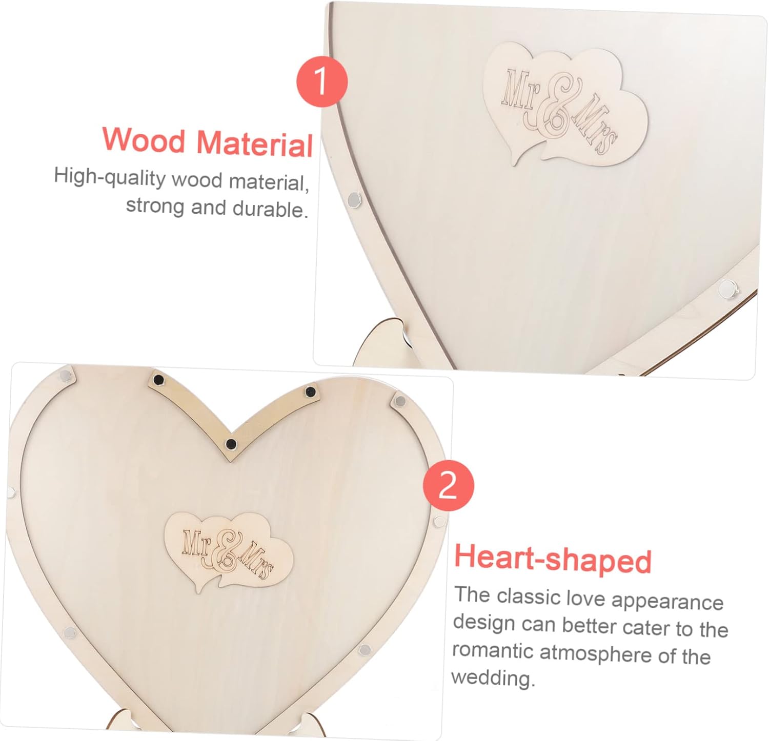 PRETYZOOM 1set Heart-Shaped Wedding Guest Book Alternative Creative Rustic Wedding Decor Easy Assemble Guest Signature Guideline for Showers and Design Signs