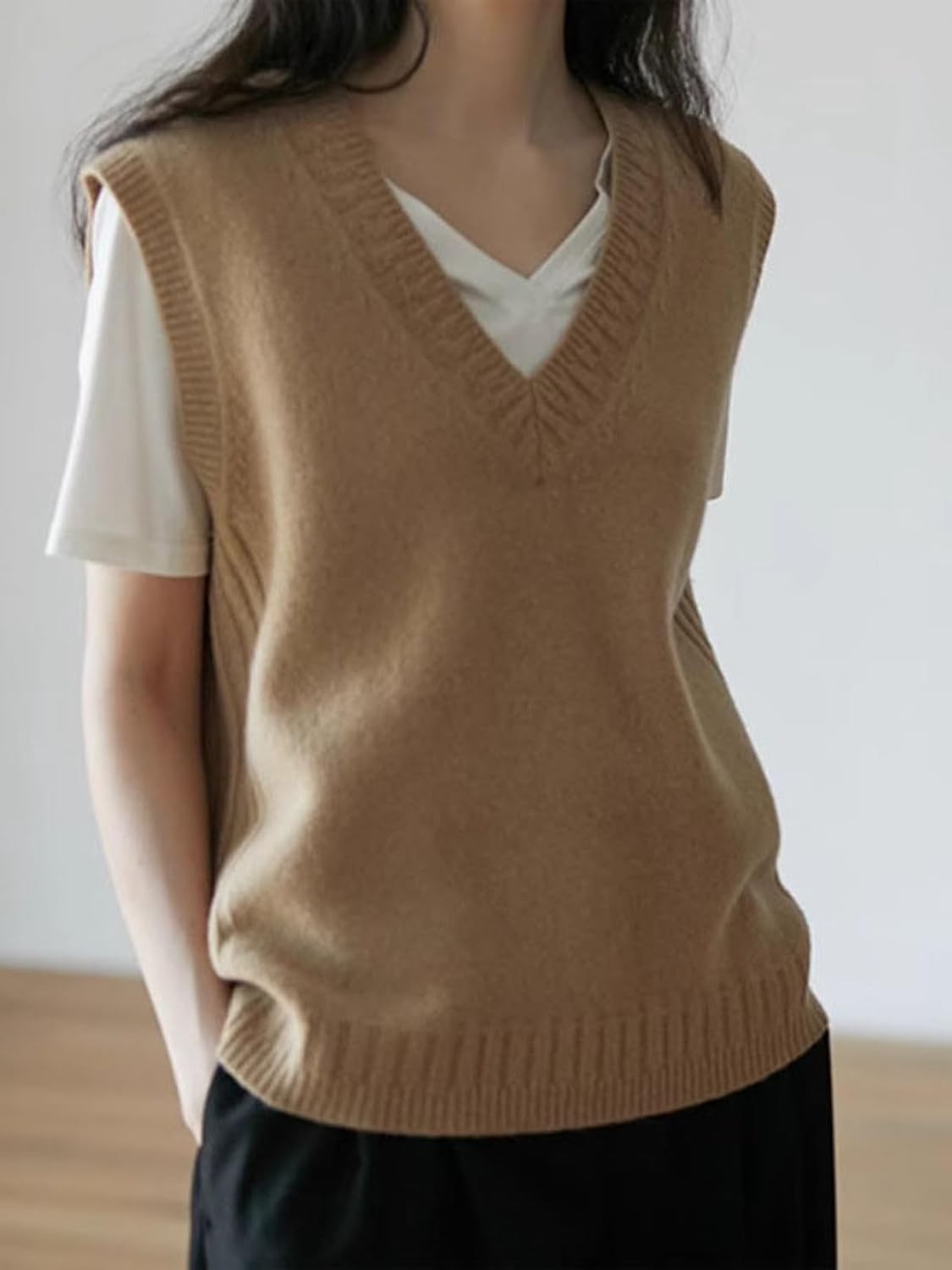 [FDGFJ] ニットベスト レディース プルオーバー サマー アウター チョッキ おしゃれ 着回し トップス 体型カバー ゆったり