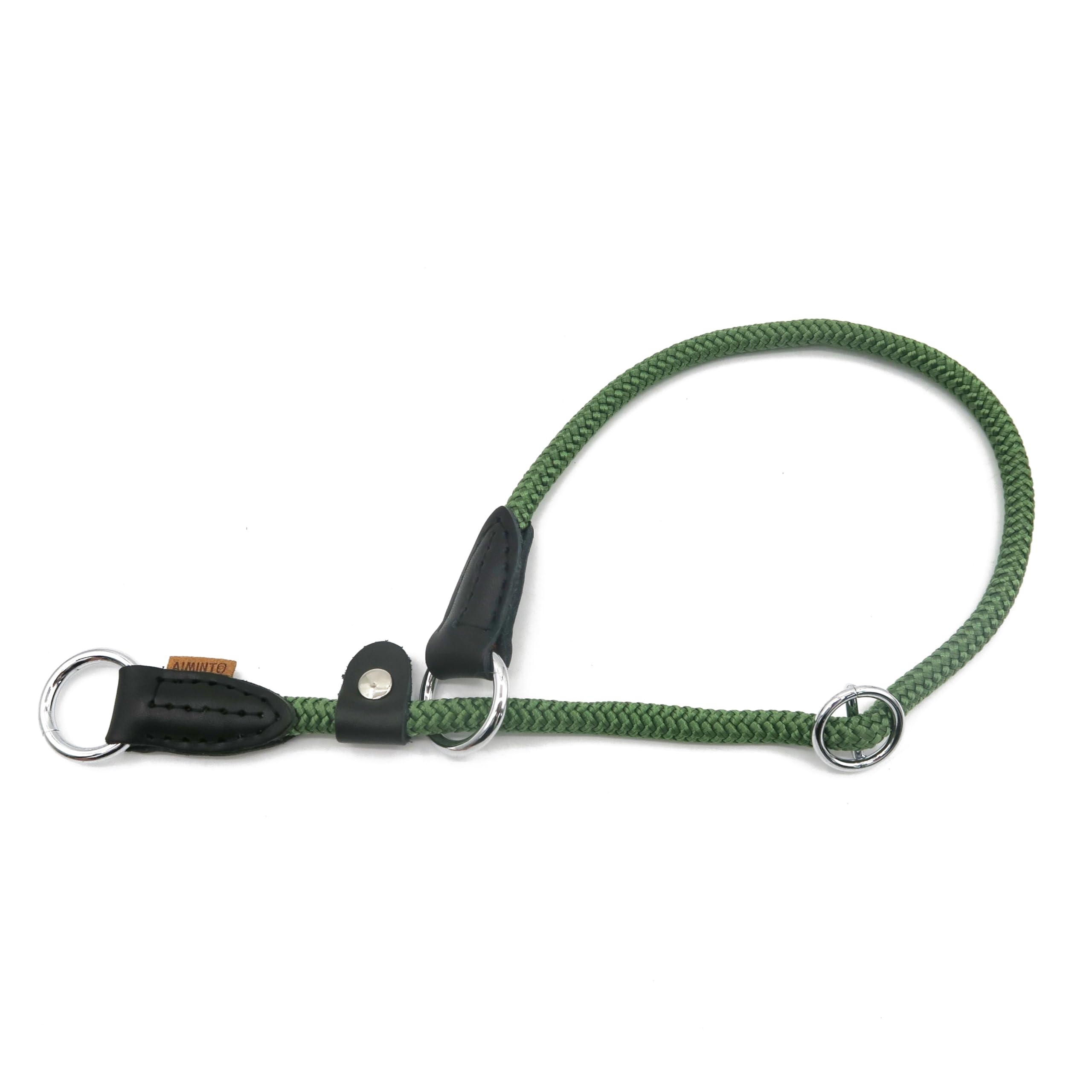 Aiminto Braided Rope Collar, Round Martingale Collar with Adjustable Stopper and Slidable Stop Ring