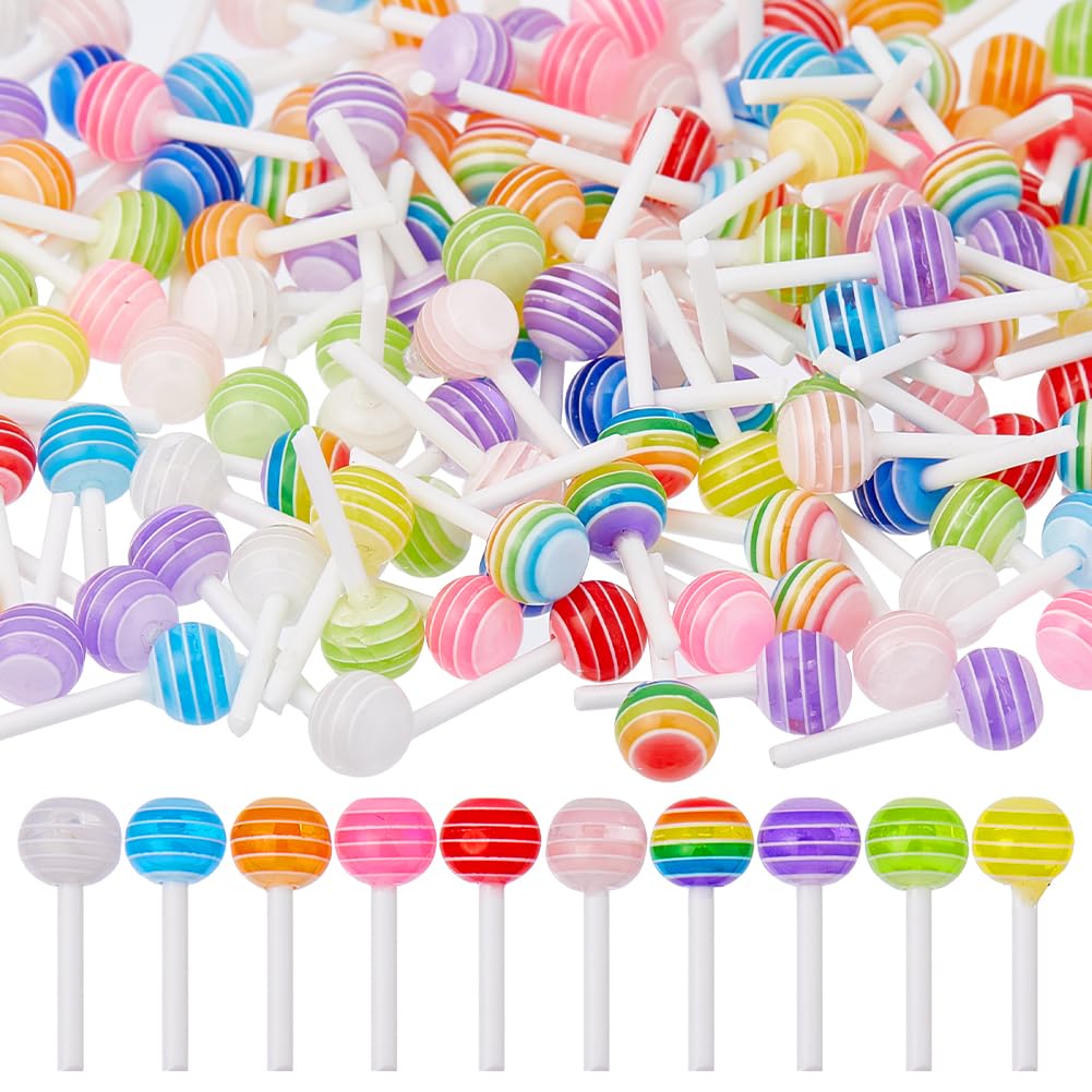 DICOSMETIC 150Pcs Mini Food for Crafts Miniature Food 3D Small Resin Lollipop Bulk Artificial Lollipop Models Dollhouse Accessories Doll Kitchen Micro Decor for Dollhouse Decoration