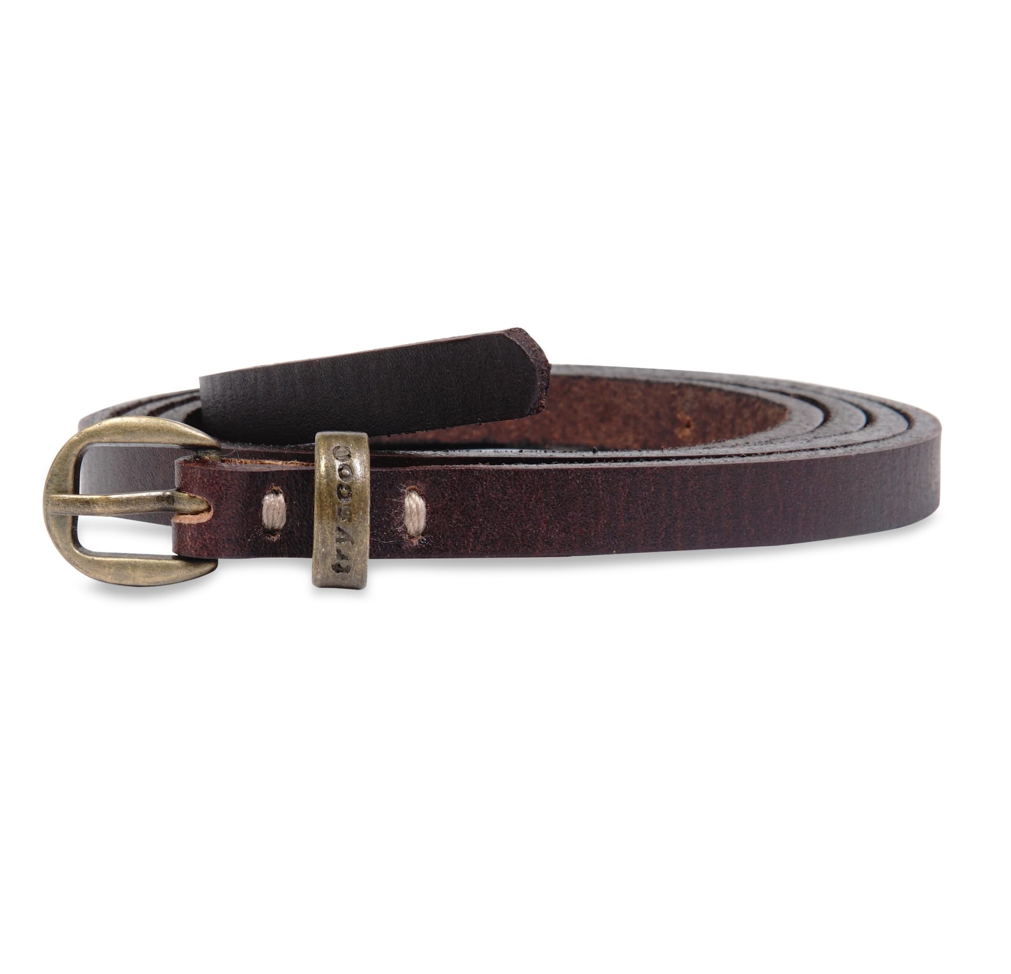 trysco Girls & Women SLIM/SLEEK Genuine Leather Dresses Belt (WIDTH 9MM) (WAIST 32", Dark Brown)