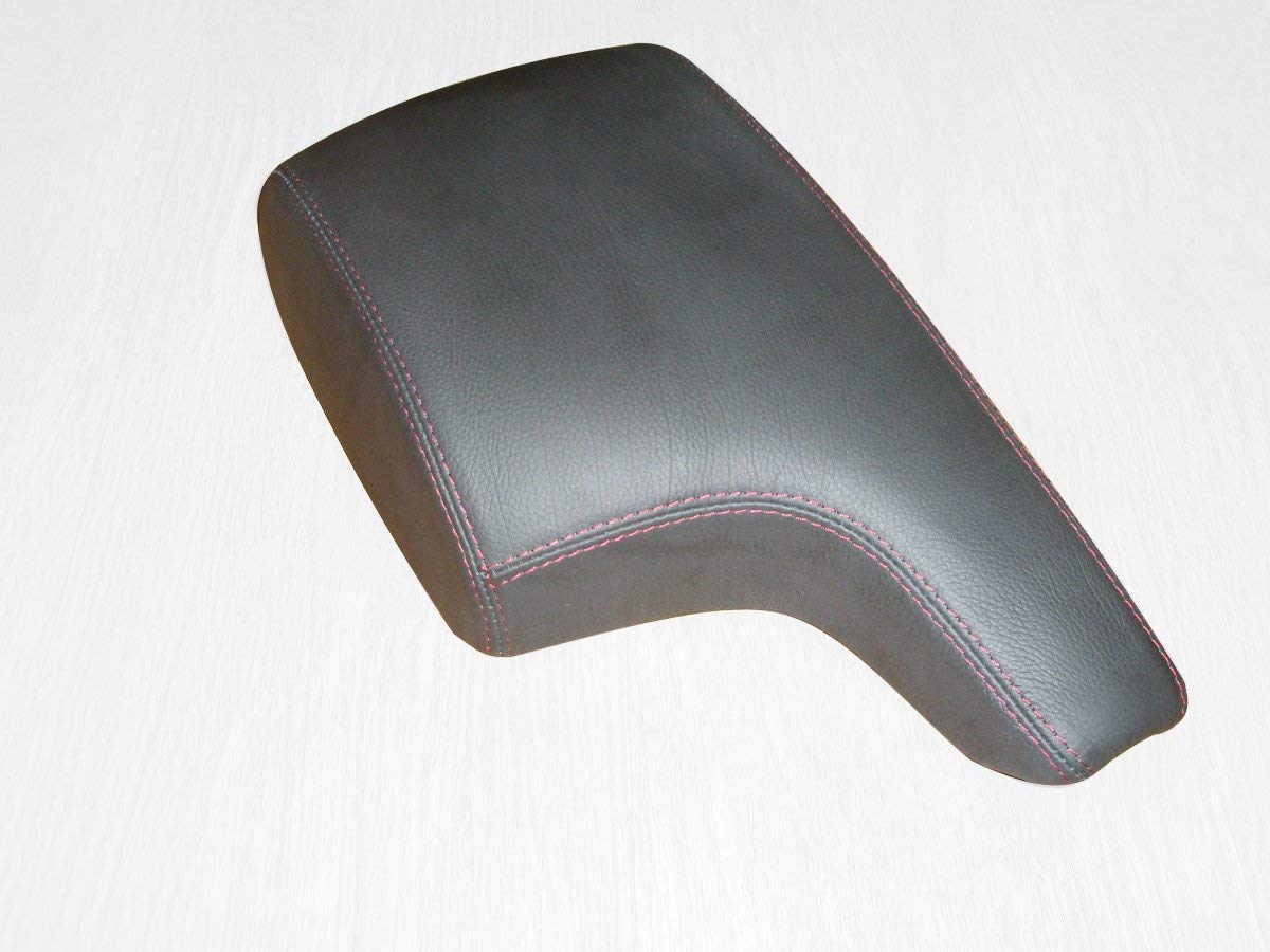 RedlineGoods armrest Cover - Version 2 Compatible with Mazda CX-5 2013-16. Tailor Made - not Universal. Genuine top-Grade Italian Black Leather with Blue Thread