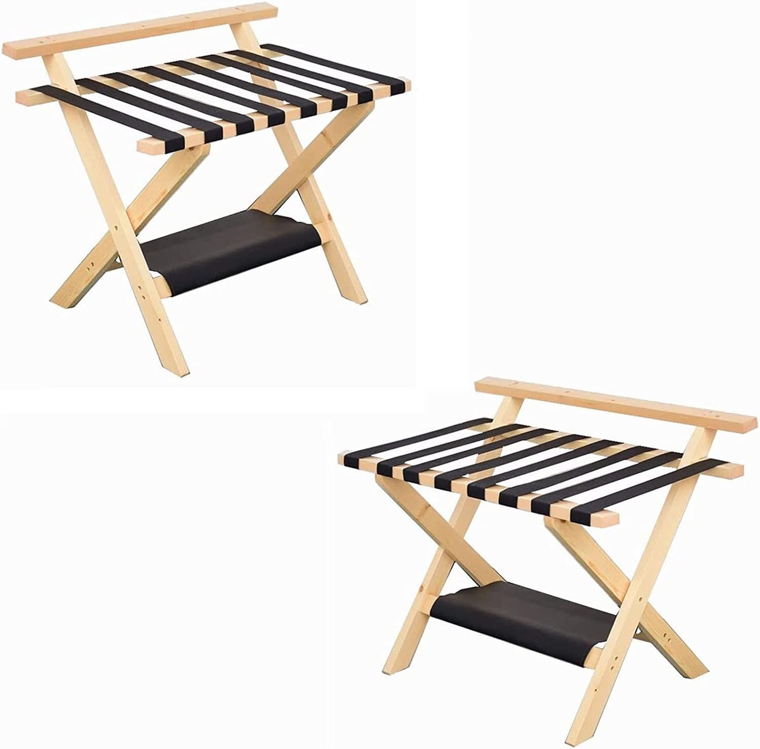 Luggage Rack Folding Furniture Tray Rack Suitcase Stand Set of 2 - Guest Room Floor Luggage Rack, Luggage Holder with Nylon Cord, Bring Backrest Multifunctional,Yellow