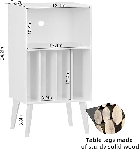 Miniatura 3 de Lerliuo Soporte para tocadiscos, soporte para tocadiscos blanco con capacidad para hasta 160 álbumes, mesa de gabinete de almacenamiento de vinilo