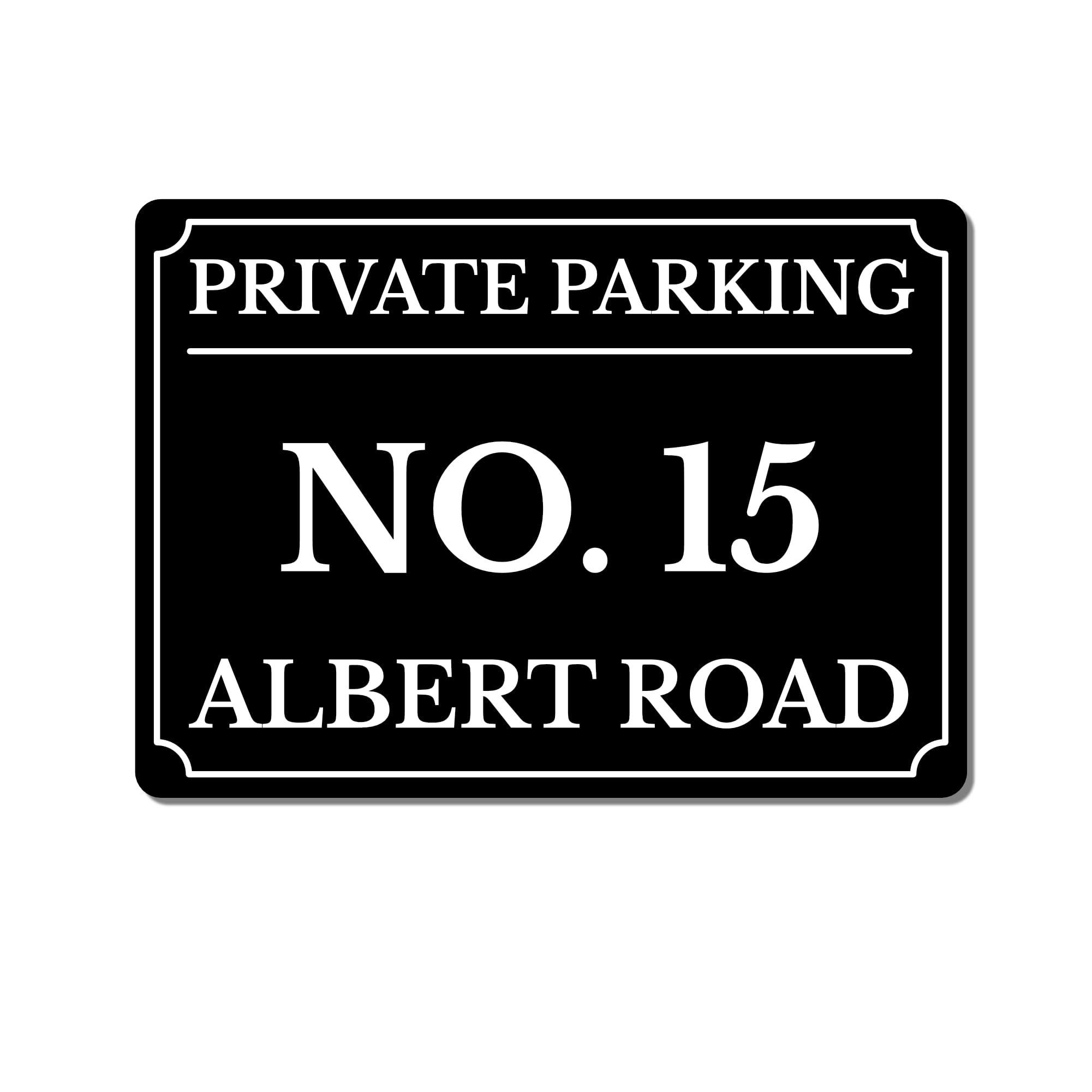 Personalised Private Parking Sign – Custom Metal Driveway Sign – No Parking for House Number (Black, A4 - (283 x 197mm))