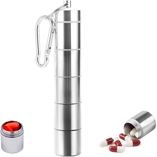 Miniatura 9 de Paquete de 2 pastilleros semanales, pastilleros de 7 días, 7 compartimentos de aleación de aluminio, portátil, organizador de medicamentos,