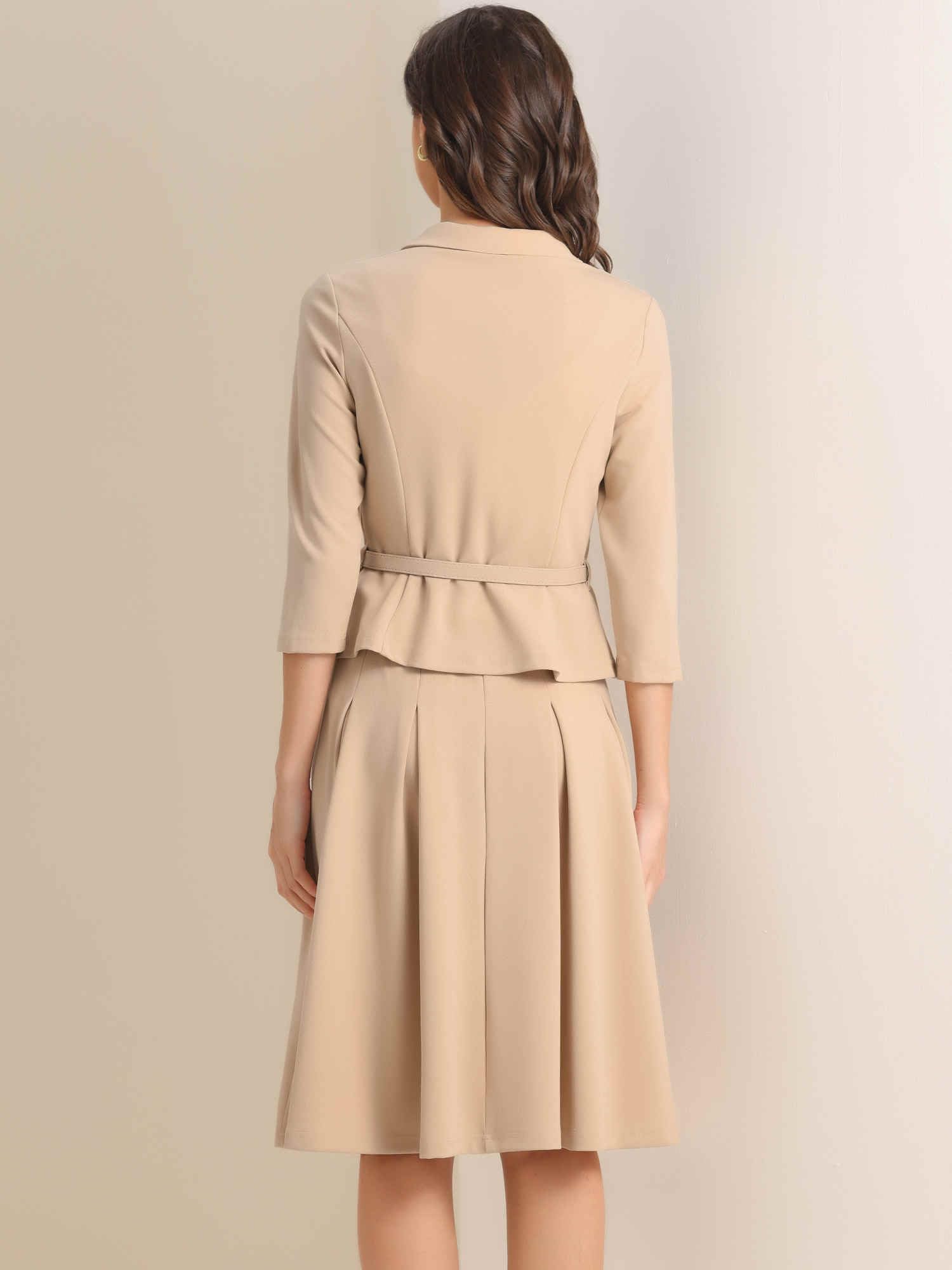 Allegra K Donna Set di Completi Gonna Lavoro Completi da in 2 Pezzi Giacca Blazer A Maniche Lunghe da Ufficio Gonne A Pieghe