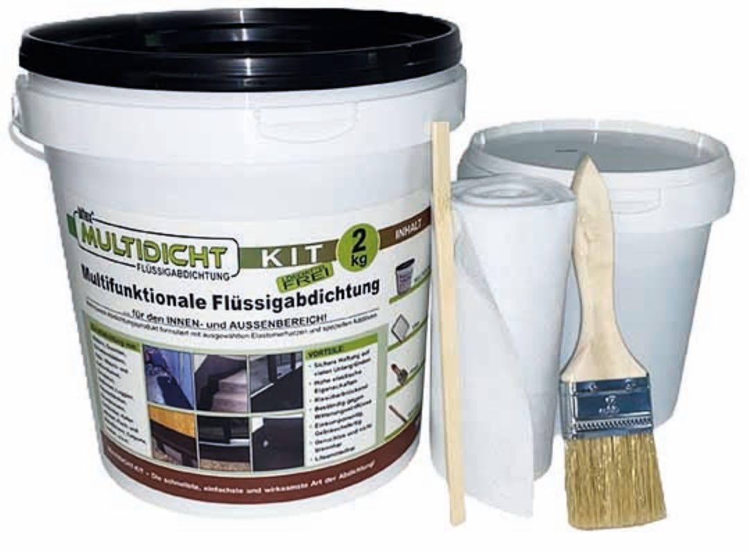 Multidicht Kit 460080 - geprüft und zertifiziert - Flüssigabdichtung, Abdichtung für Bad, Dusche, Schwimmbad, Kellerräumen, Terrasse, Balkon, Fensterbank, u.v.m.