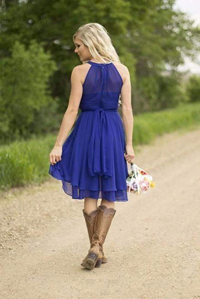 erosebridal short dress Erosebridal Womens Short Bridesmaid Dresses Chiffon Halter Prom Dress  Country
