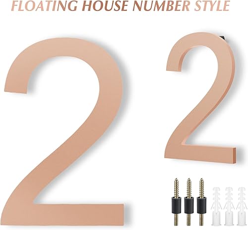 Miniatura 84 de DEWEL Números flotantes de casa grandes de 8 pulgadas para exteriores, decoración de números de dirección de casa modernos negros para señalización