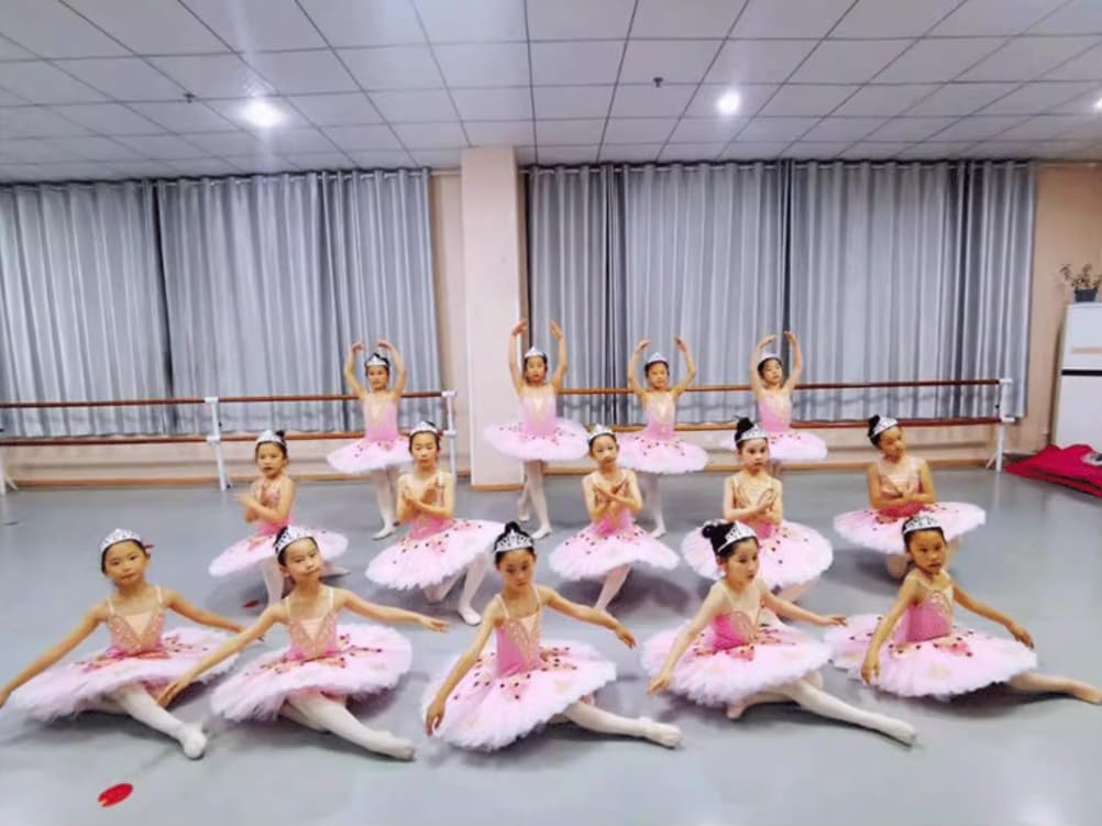 Abito da Balletto tutù per Bambina Costume da Ballo per Bambina Spettacolo di Ballerine tutù per Bambini Abito da Spettacolo di Danza Jazz per Palcoscenico Abito da Allenamento per Spettacoli(110Cm)