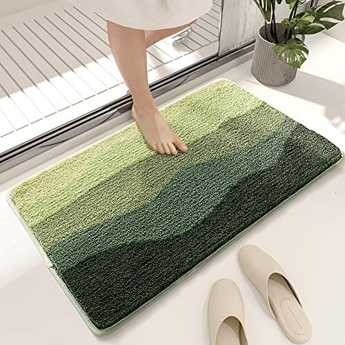 YYINYUAN Green Fluffy Bath Rugs, Soft Microfiber Bathroom
