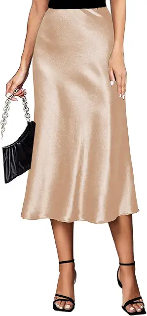 Women's Satin Skirt: Elastic Waist High Waist Elegant Silk Maxi Summer Business Midi