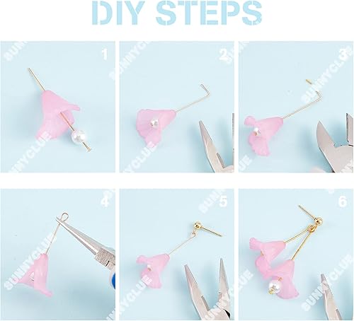 Miniatura 87 de SUNNYCLUE 1 caja de 10 pares de dijes acrílicos de flores florales 3D, kit de fabricación de aretes de lirio de cala para hacer joyas, iniciadores