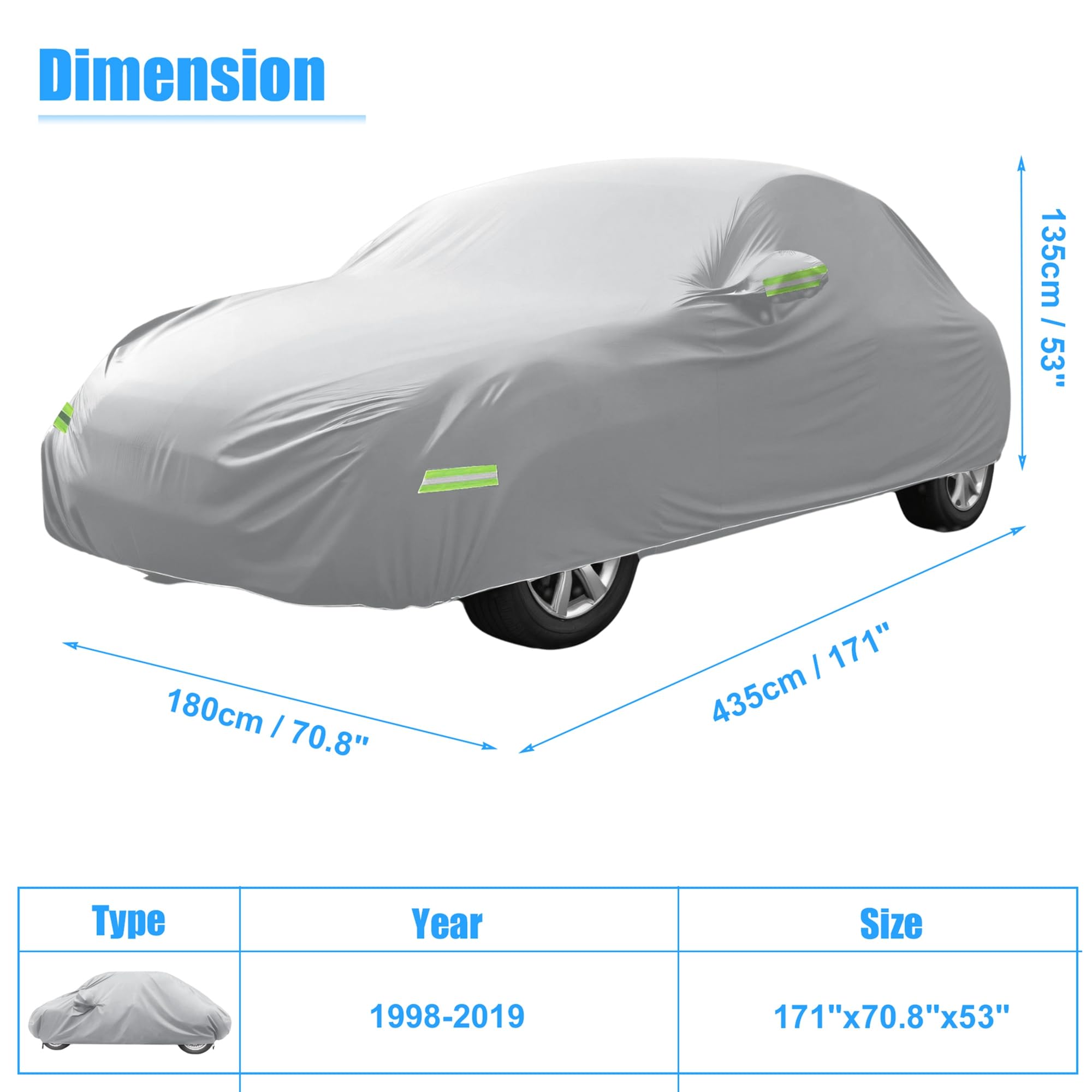 X AUTOHAUX for Volkswagen New Beetle Cover Car Cover for Volkswagen New Beetle 1998-2019 Outdoor Full Car Cover — view 6