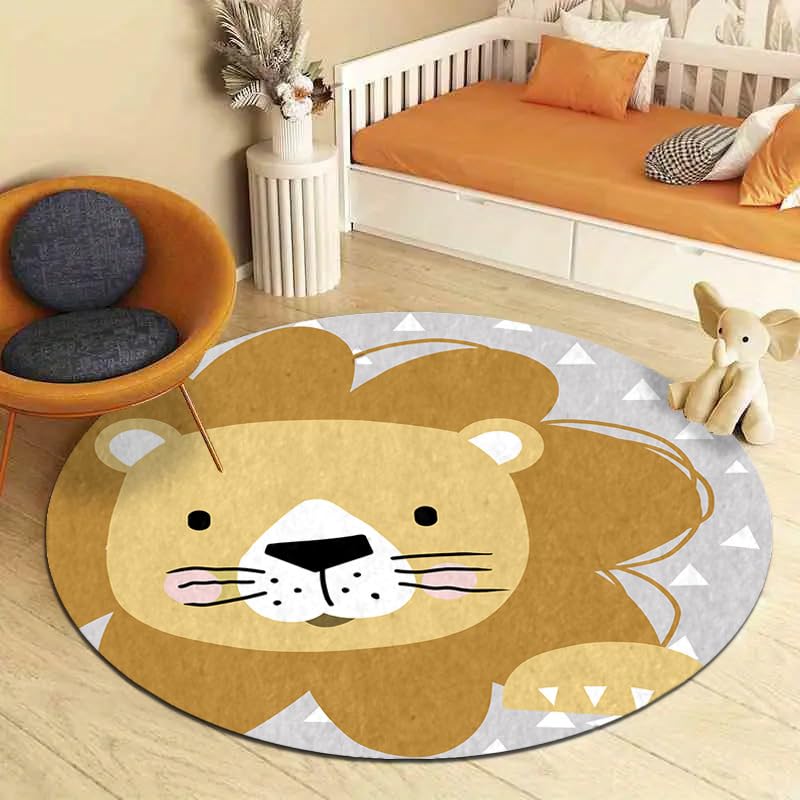 Alfombra redonda infantil de león para crear un rincón de juegos suave y divertido 2