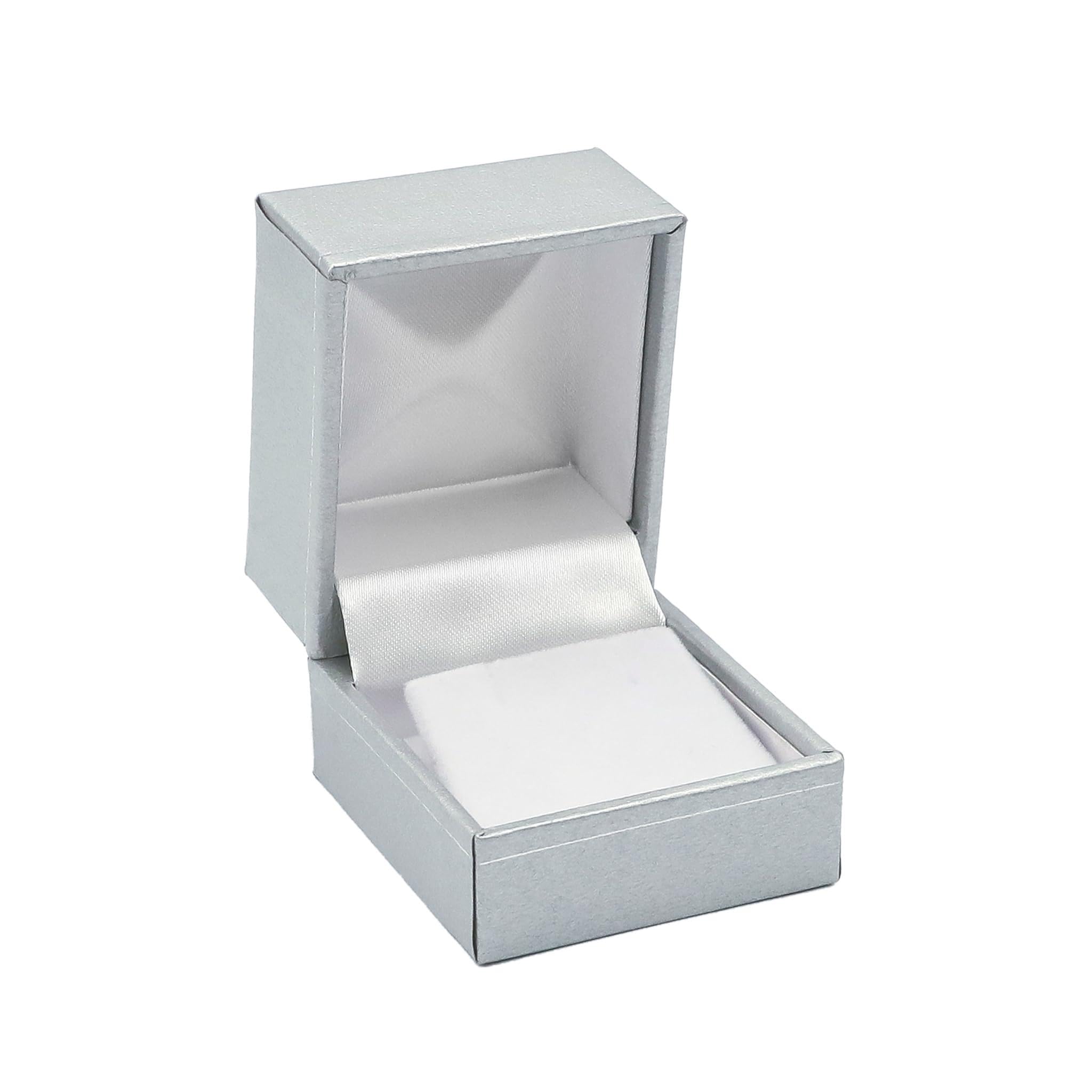 Noble Pack Silver Eco-Friendly Earring Boxes – Earring Presentation Box & Earring's Box Gift, Leatherette & Paper-Covered Box With Accent, Velvet Insert & Satin Lined Lid –Wedding,Engagement & Anniversary