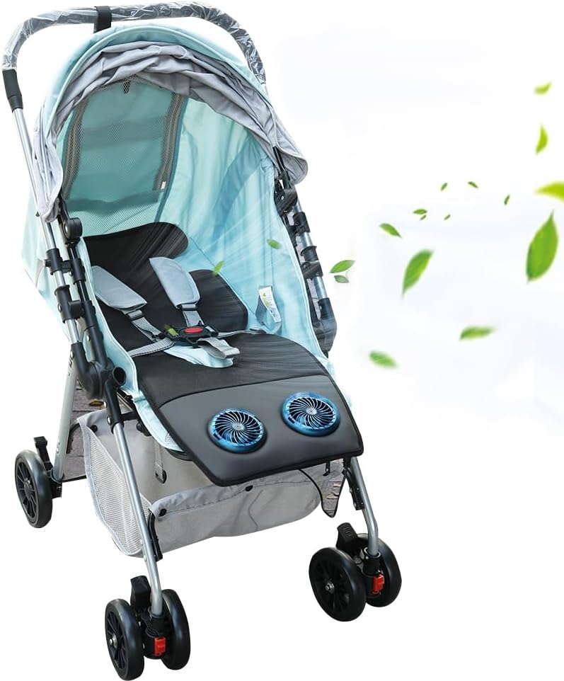 Baby Car Seat Cooling Pad with Air Conditioning System, 3-Speed Adjustable Levels, Breathable Cooling Cushion Liners, Suitable for Stroller Seat Dining Chair, USB Power Supply (Black)