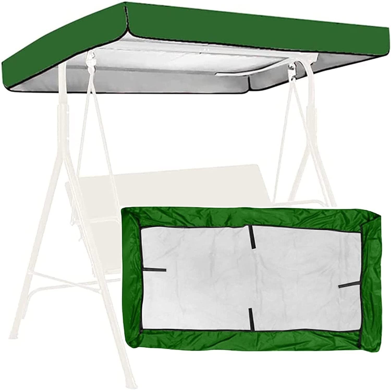 Telo di Ricambio per Altalena da Esterno Parasole per Altalena da Patio a 3 posti Copertura Superiore per Veranda tendalino da Giardino Tradizionale per 3 Persone Verde 84x48x9