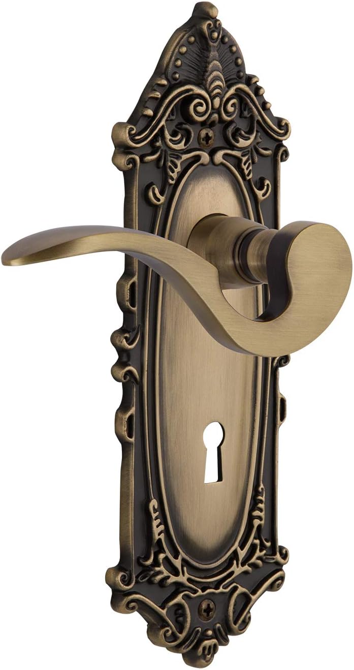 Nostalgic Warehouse Victorian Plate Double Dummy with Keyhole Manor Lever in Antique Brass
