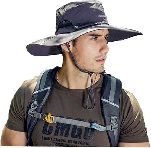 Sombrero de sol para hombre con protección UV, impermeable, de ala ancha, sombrero de sol para hombres, pesca, senderismo, safari, camping, jardín,