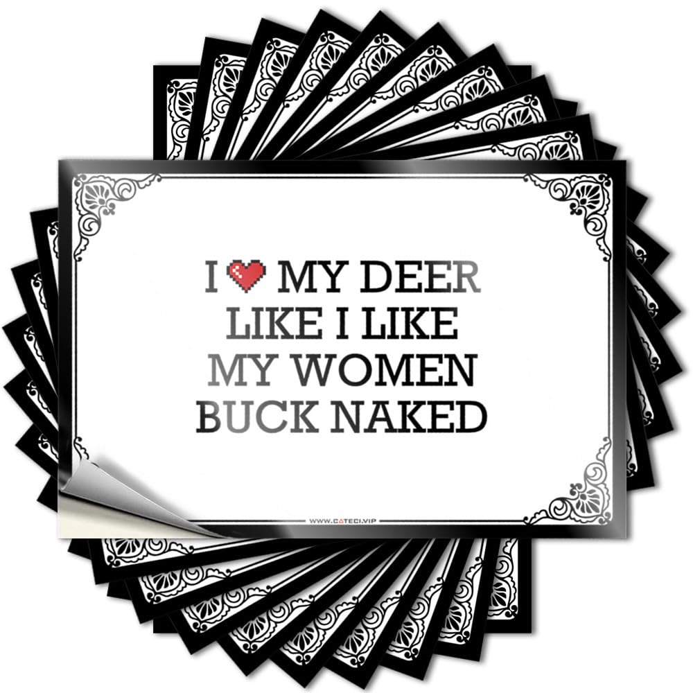 Fzfn Women's Colour Emo Wall Tattoo | I Love My Deer Like I Like My Buck Naked Personalized Durable Vinyl Sticker Easy Apply For Standing(12X18cm)