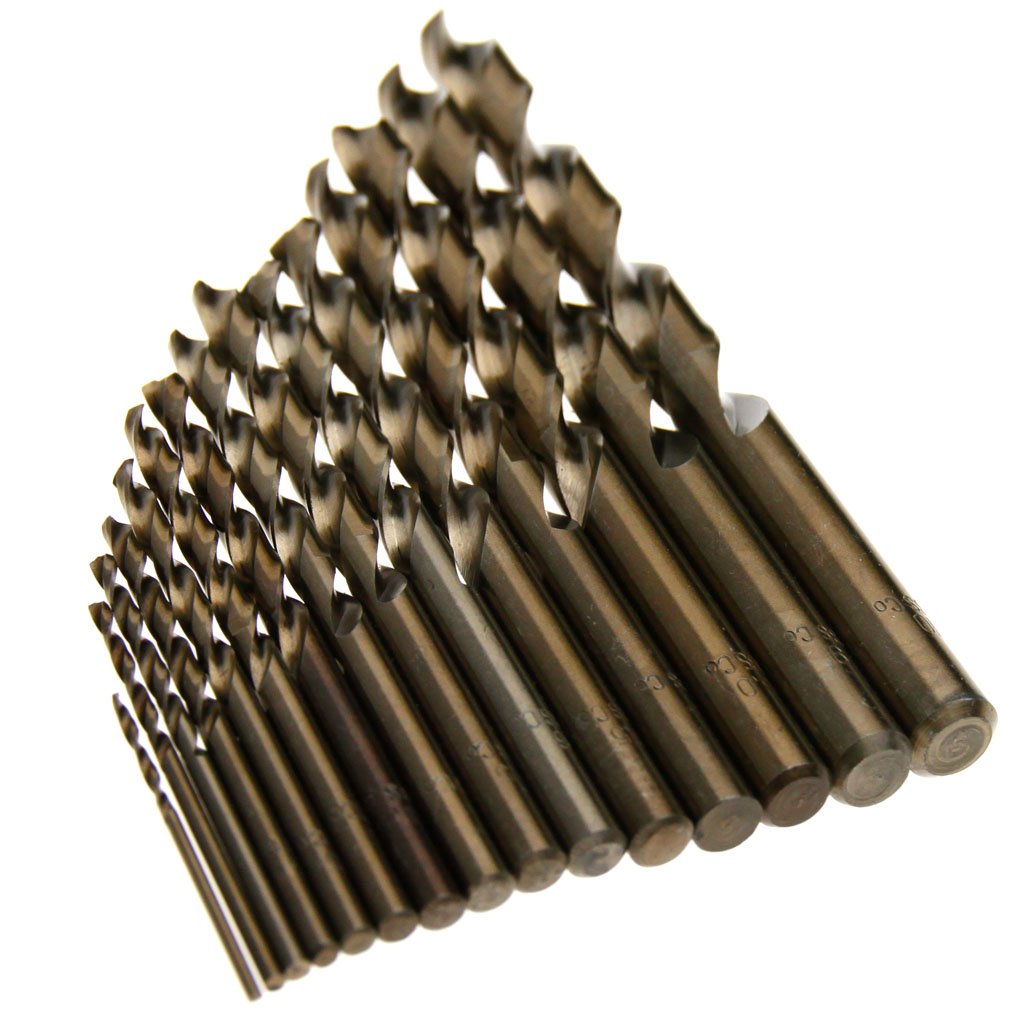 SING F LTD 15PCS HSS-Co High Speed Steel M35 Cobalt Drill Bit 1.5-10 Millimeter