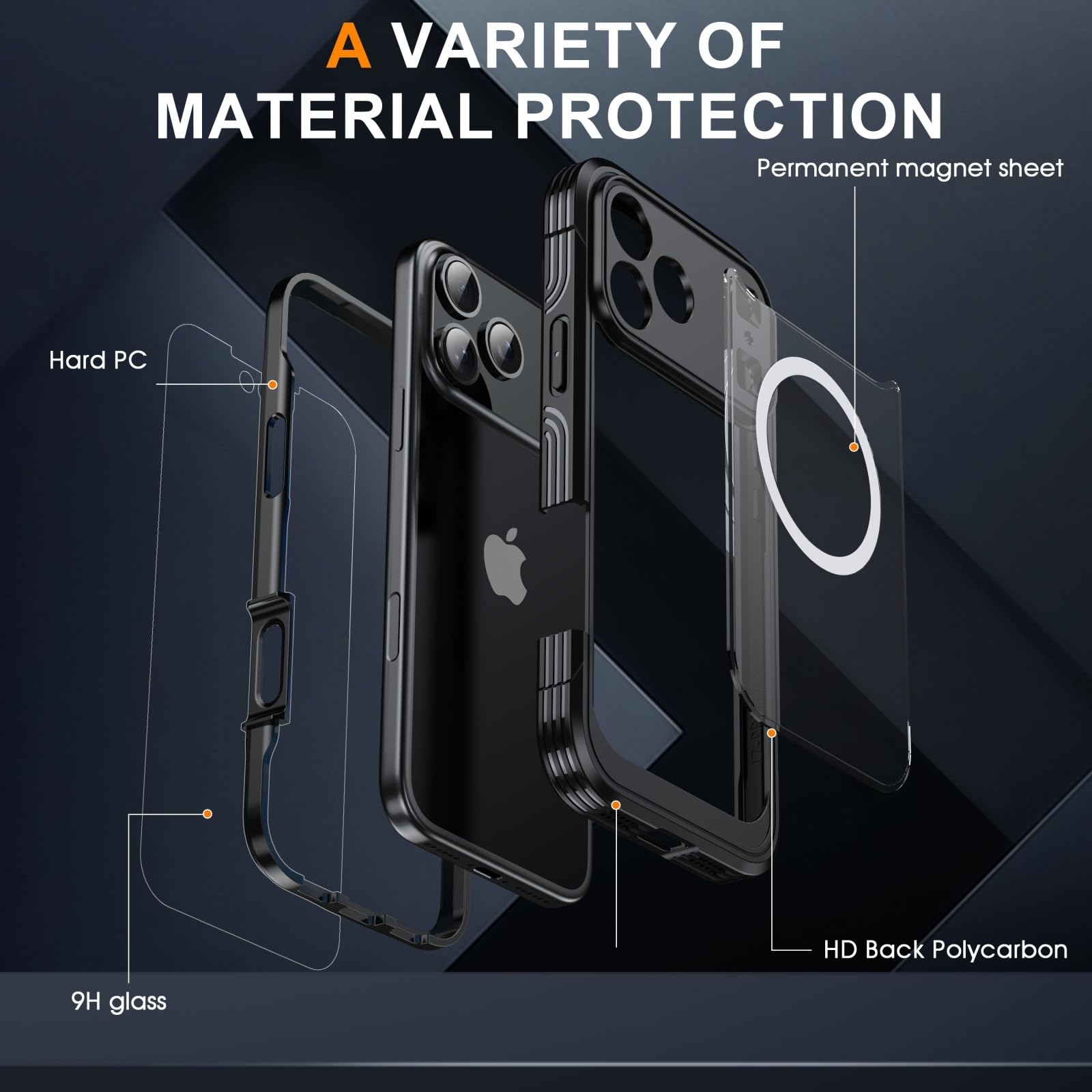 Funda para iPhone 17 Pro Max/17 Pro/17 Air/17, Carcasa Trasera Transparente de Doble Cara, Resistente a Golpes y con Protección de Pantalla, Compatible con MagSafe