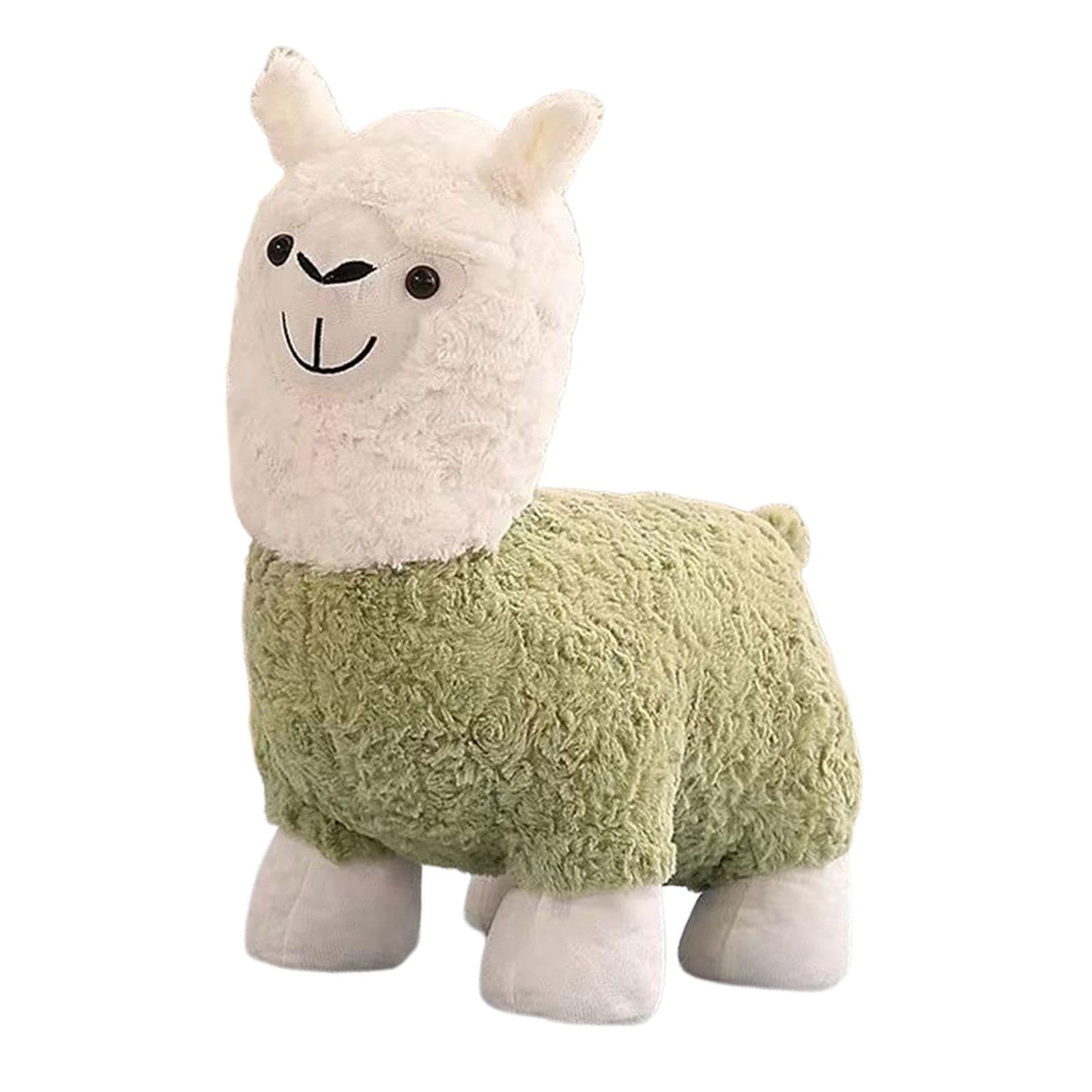 perfk Taburete de Alpaca, taburetes de Animales Bonitos, Animal Relleno, Asiento Acolchado portátil, reposapiés otomano de Animales, Taburete otomano para, Verde