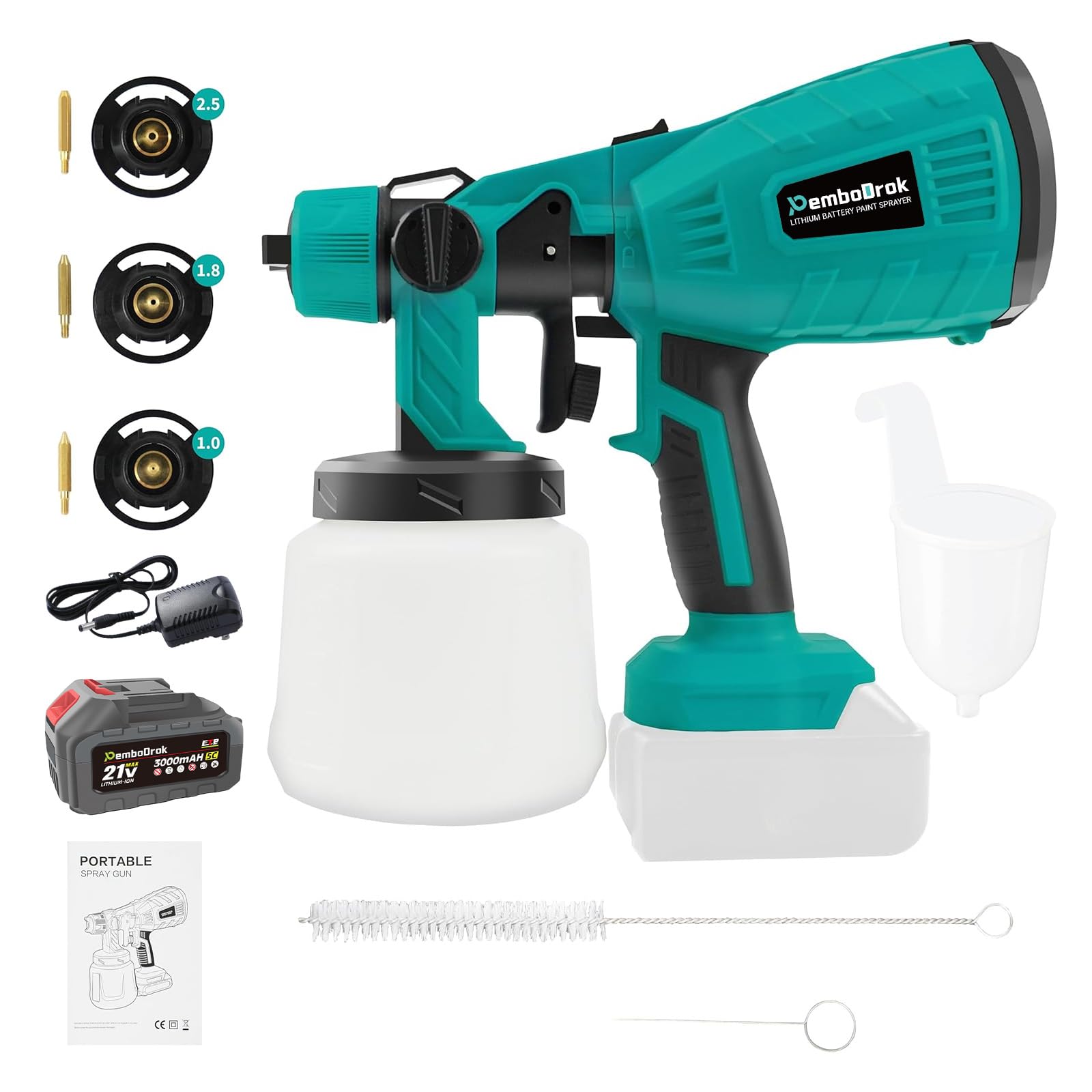 Cordless Paint Sprayer - Handheld HVLP Spray Gun with 21V
