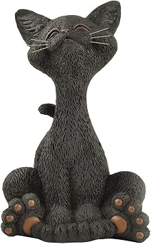 JFSM INC. 5" Whimsical Smiling Black Cat Figurine Cute Resin Kitten Statue for Home or Office Decor - Happy Cat Collection - Gifts for Cat Lovers, Cat Lover Gifts for Women, Cat Lover Gifts for Men