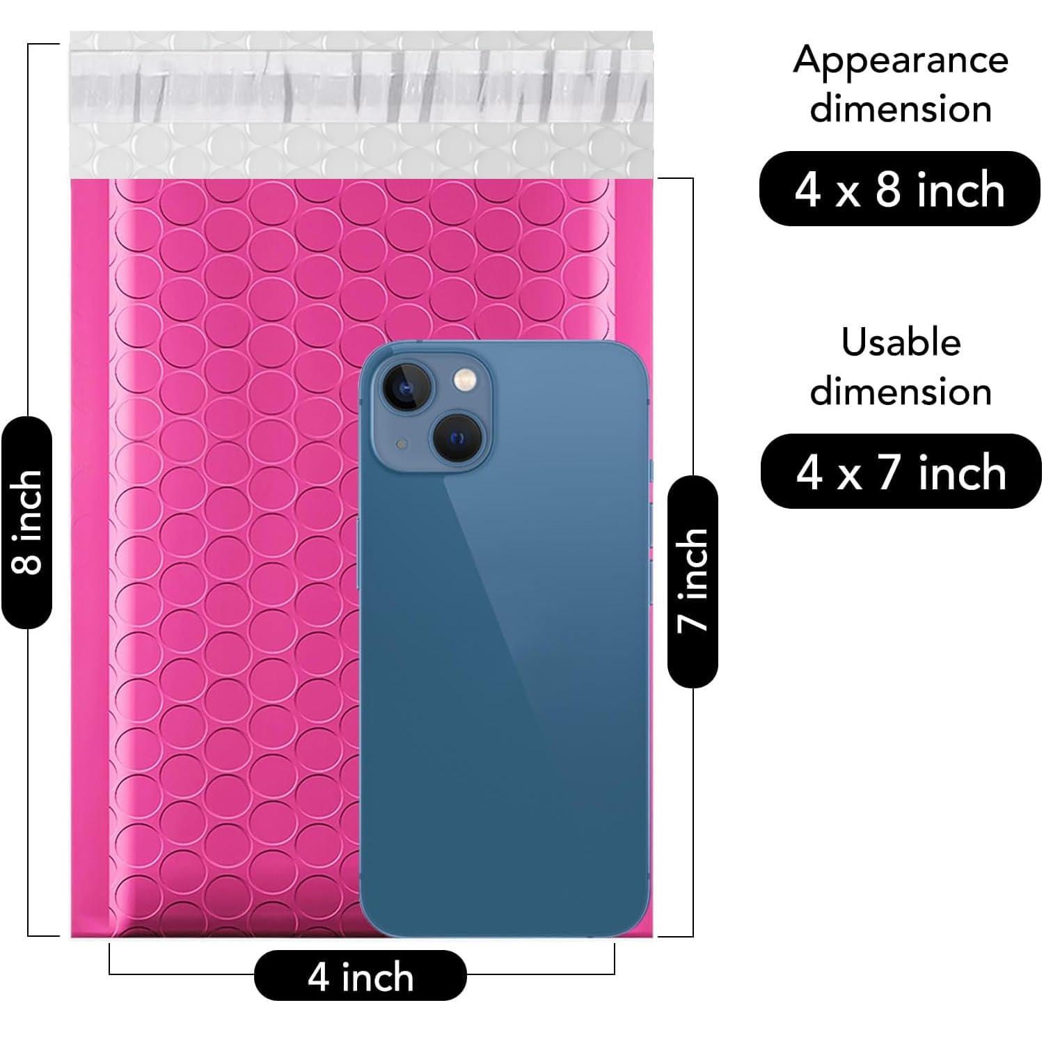 Fuxury Bubble Mailers 10 x 20 cm 100 szt. różowe koperty bąbelkowe małe wyściełane koperty wodoodporne koperty pocztowe bąbelkowe wyściełane koperty bąbelkowe rozmiar użytkowy 10 x 18 cm
