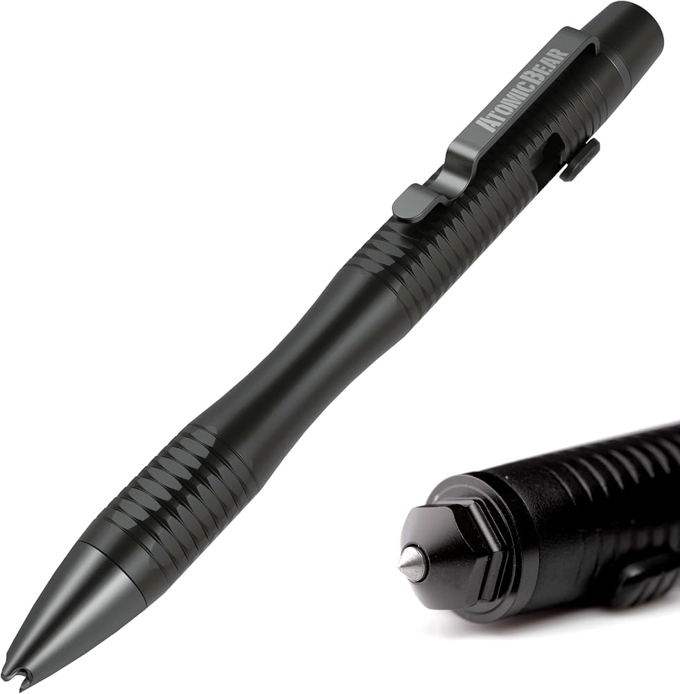 The Atomic Bear Stealth Pen Pro Tactical Pen for Self Defense - Enhanced Writing Survival Pen with Glass Breaker to Escape & Defend - Bonus Training to Protecting Yourself - Great