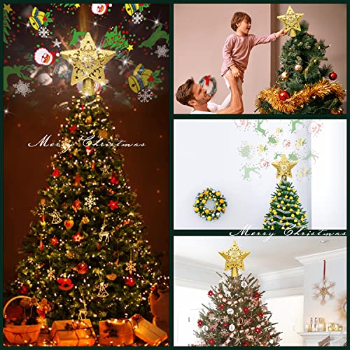 Romuche Christmas Tree Topper Gold Star Tree Topper With Rotating Santa Led Projector Christmas Tree Topper Lighted For Tree Toppers Christmas Decorations #TOP6